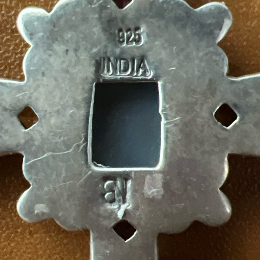 Nicky Butler .925 Sterling Silver Druzy Peridot Garnet Citrine Cross Pendant NB - Picture 3 of 4